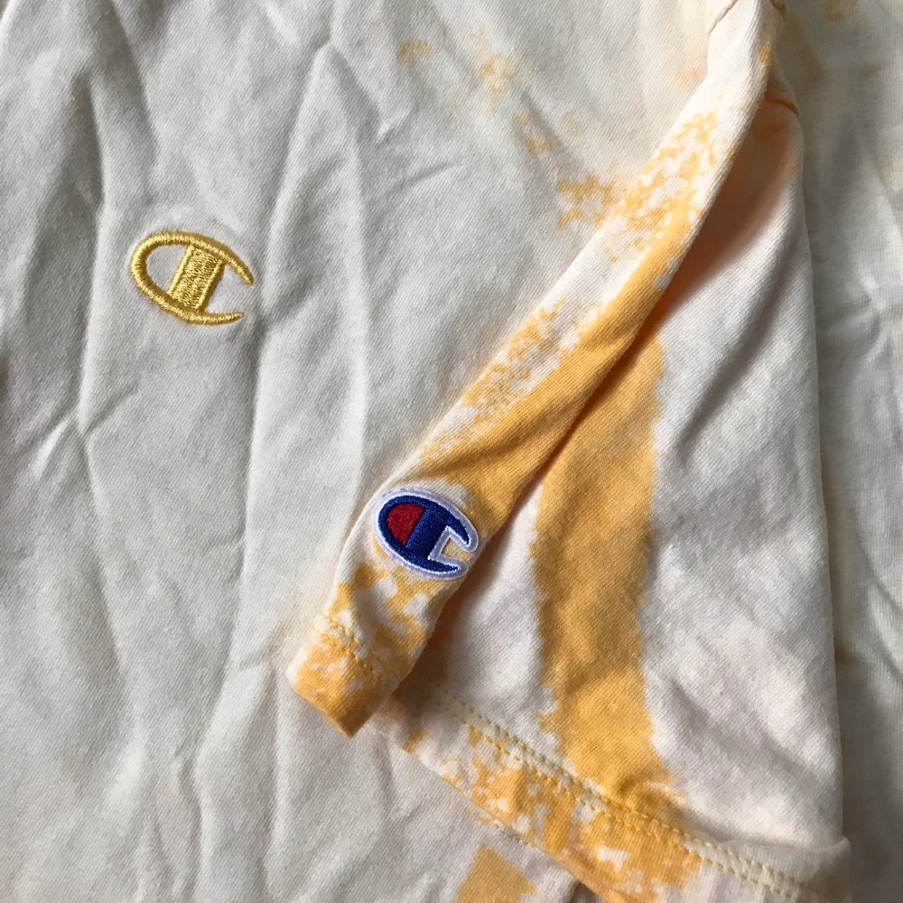 Bleached out yellow champion tee